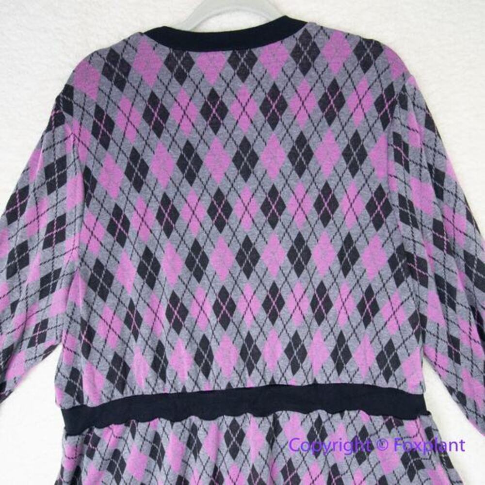 Unique Vintage Adorable Purple & Pink Argyle Sweater‎ Dress women plus size 1X - Picture 12 of 16